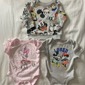 Disney Newborn Bundle - Minnie, Mickey & Friends Onesies + Sweatshirt (3pc)